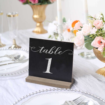 6-Pack Mini Table Chalkboard Signs Rustic Wood Base Stands - Perfect for Weddings and Parties 6"