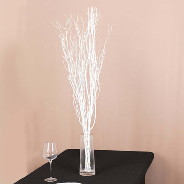 6-Pack Natural Birch Tree Branches 46" White - Versatile Extra Long Decorative Dried Willow Twigs Sticks for Vase Centerpiece Wedding Decor