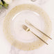 6 Pack | 13inch Clear / Gold Pearl Beaded Disposable Wedding Charger Plates