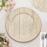 6 Pack | 13inch Natural Rustic Faux Wood Plastic Charger Plates