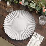 6 Pack | 13inch Silver Scalloped Shell Pattern Plastic Charger Plates