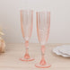 6 Pack Transparent Blush Crystal Cut Reusable Plastic Wedding Flute Glasses, 8oz Shatterproof