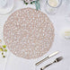 6 Pack Rose Gold Vinyl Placemats, Decorative Woven Non-Slip Round Table Mats 15"