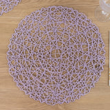 6 Pack Lavender Lilac Woven Fiber Disposable Placemats, Round Table Mats 15inch