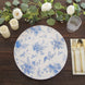 6 Pack White Blue Cardboard Paper Charger Plates with Chinoiserie Floral Print, 13inch Round