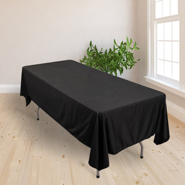 60"x102" Black Premium Scuba Wrinkle Free Rectangular Tablecloth, Seamless Scuba Polyester Tablecloth