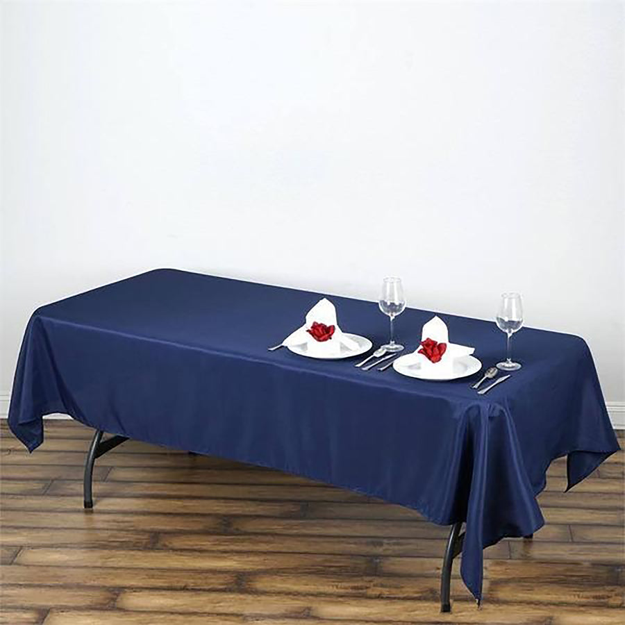 Polyester Rectangular 60 Inch x 102 Inch Navy Blue Tablecloth