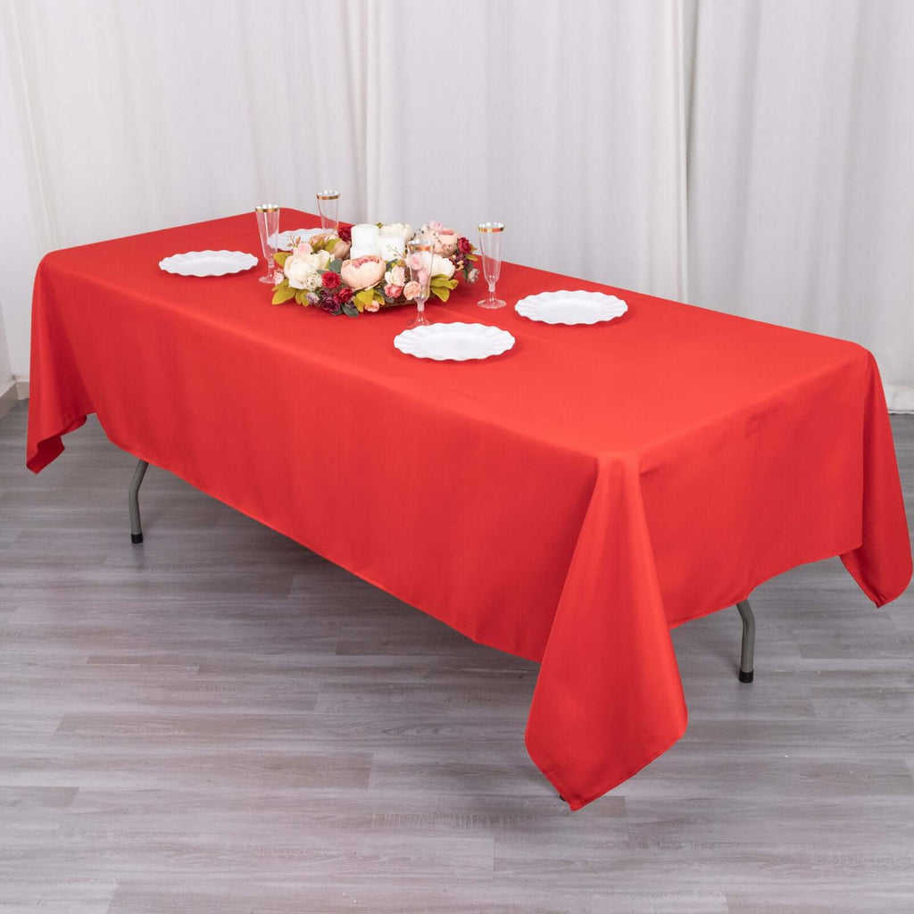 60x102 In Red Seamless Polyester Tablecloth