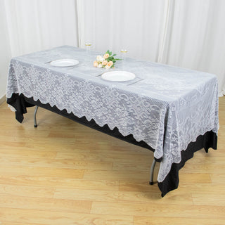 Premium Lace White Seamless Rectangular Oblong Tablecloth - Classic Elegance for Your Special Occasions