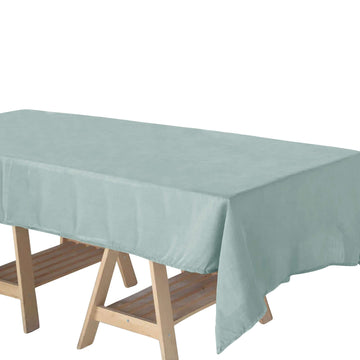 60"x102" Dusty Blue Rectangular Tablecloth, Linen Table Cloth With Slubby Textured, Wrinkle Resistant