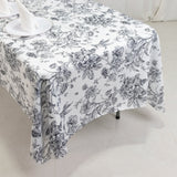 Polyester 60x102inch Rectangle Tablecloth White - Black French Toile Pattern for Elegant