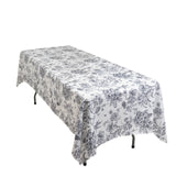 Polyester 60x102inch Rectangle Tablecloth White - Black French Toile Pattern for Elegant