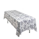 Polyester 60x102inch Rectangle Tablecloth White - Black French Toile Pattern for Elegant