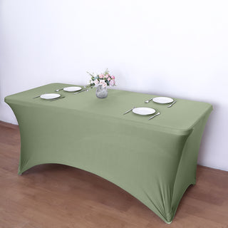 Create Unforgettable Events with the Dusty Sage Green Spandex Fitted Rectangular Tablecloth