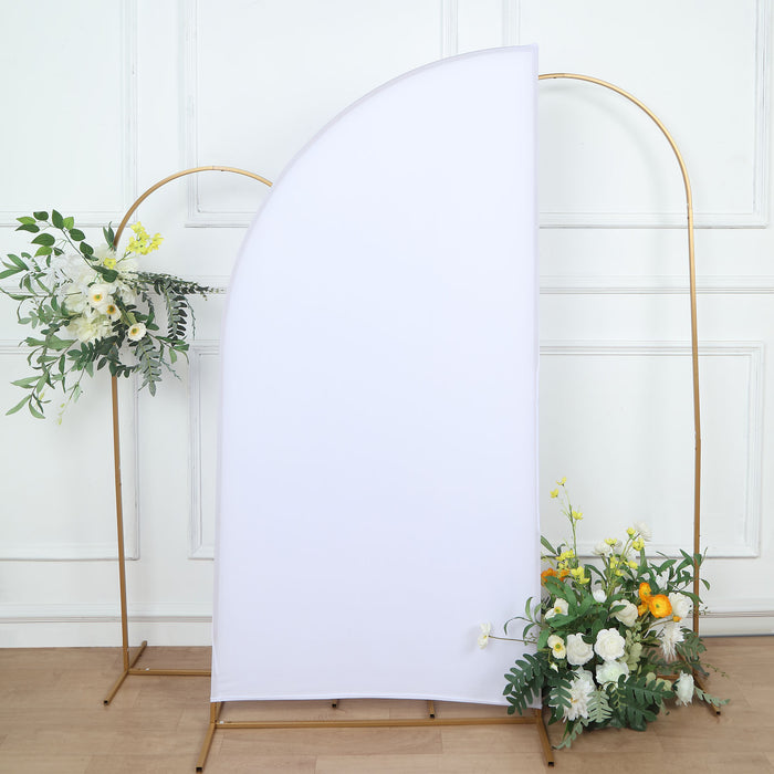6ft Matte White Spandex Half Moon Chiara Backdrop Stand Cover, Custom Fitted Wedding Arch Cover