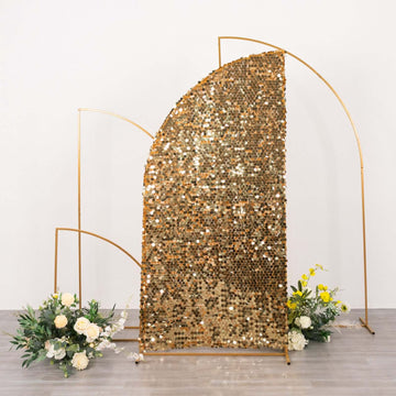 6ft Gold Double Sided Big Payette Sequin Chiara Wedding Arch Cover For Half Moon Backdrop Stand