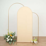 6ft Matte Beige Spandex Fitted Chiara Backdrop Stand Cover For Round Top Wedding Arch