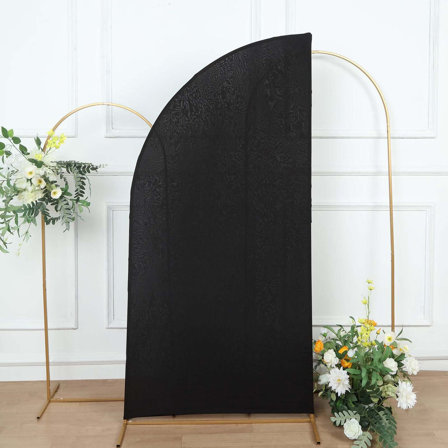 6ft Matte Black Spandex Half Moon Chiara Backdrop Stand Cover, Custom Fitted Wedding Arch Cover
