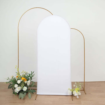 6ft Matte White Spandex Fitted Chiara Backdrop Stand Cover For Round Top Wedding Arch