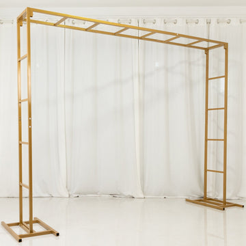 6ftx8ft Gold Rectangular Arbor - Freestanding 6' High Over the Table Stand, Backdrop Stand with Double Frame for Floral Balloon Décor