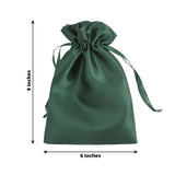 60 Pack 6x9inch Hunter Emerald Green Satin Wedding Party Favor Bags, Drawstring Pouch Gift Bags