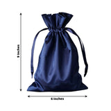 60 Pack 6x9 Navy Blue Satin Wedding Party Favor Bags, Drawstring Pouch Gift Bags