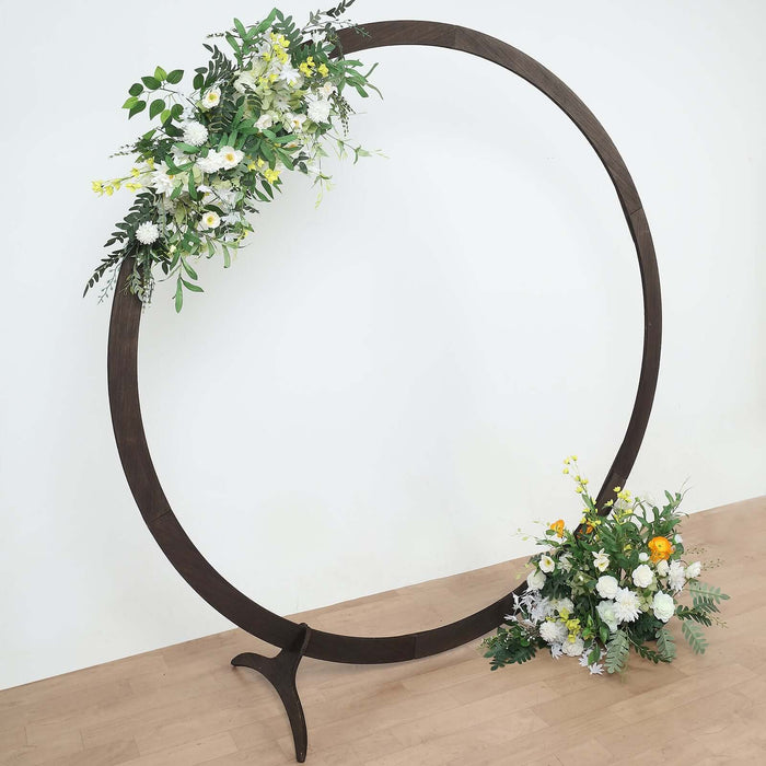 7.4ft Dark Brown Wood DIY Round Wedding Arch Backdrop Stand