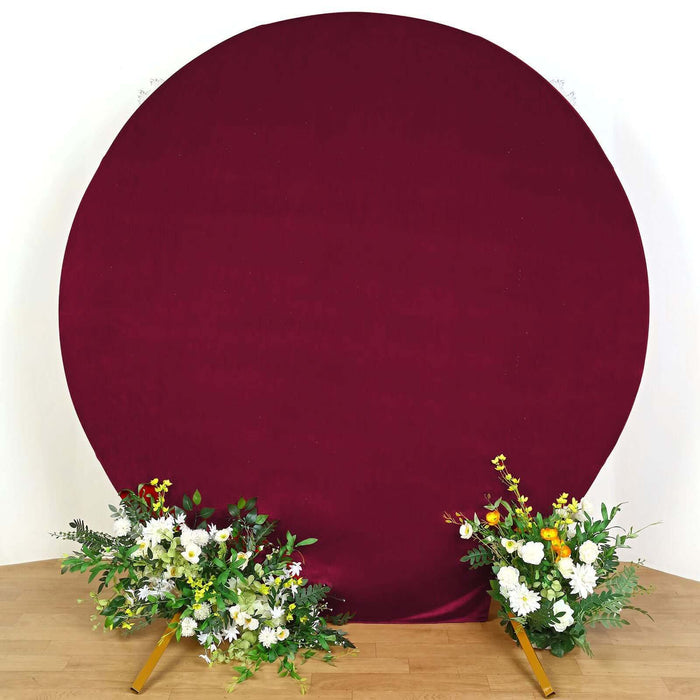 7.5ft Burgundy Soft Velvet Fitted Round Wedding Arch Cover