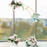 7.5ft Gold Metal Half Crescent Moon Wedding Arbor Frame, Curved Design Arch Flower Balloon Stand