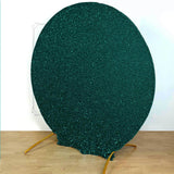 7.5ft Hunter Emerald Green Metallic Shimmer Tinsel Spandex Round Backdrop, 2-Sided Wedding Arch