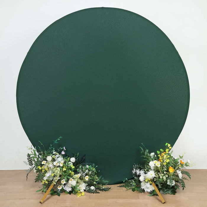 7.5ft Hunter Emerald Green Round Spandex Fit Wedding Backdrop Stand Cover