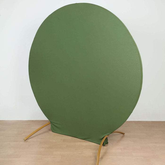 7.5ft Matte Olive Green Round Spandex Fit Wedding Backdrop Stand Cover