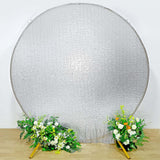 7.5ft Metallic Silver Sparkle Sequin Round Wedding Arch Cover, Shiny Photo Backdrop Stand Cover