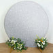 7.5ft Silver Metallic Shimmer Tinsel Spandex Round Backdrop, 2-Sided Wedding Arch Cover