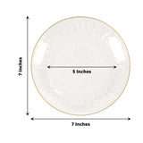 10 Pack | Clear Hammered 7inch Round Plastic Dessert Appetizer Plates With Gold Rim