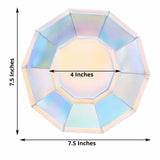 7.5inch Iridescent Geometric Dessert Salad Paper Plates, Disposable Plates with Decagon Rim