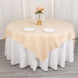 70x70inch Beige Seamless Polyester Square Table Overlay