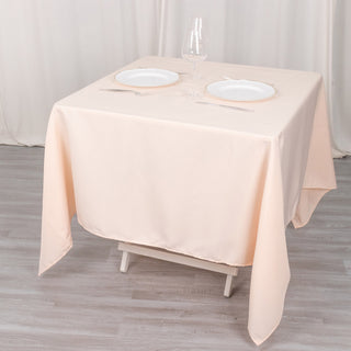 Create a Stunning Tablescape with the Blush Premium Seamless Polyester Square Table Overlay