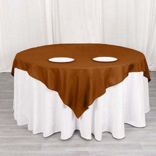 Upgrade Your Event Decor with the Cinnamon Brown Polyester Table Overlay