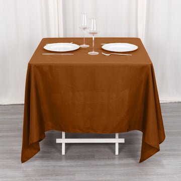 70"x70" Cinnamon Brown Seamless Polyester Square Tablecloth