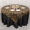 72x72inch Black Gold Wave Mesh Square Table Overlay With Embroidered Sequins