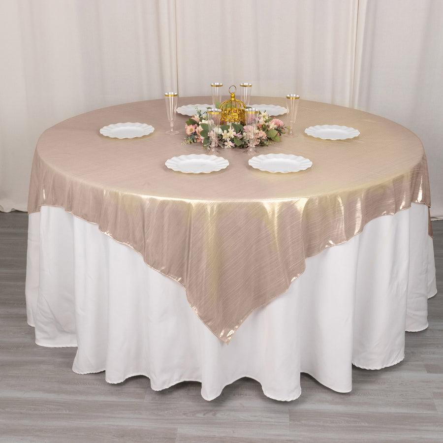 72x72inch Blush Shimmer Sequin Dots Square Polyester Table Overlay