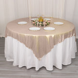 72x72inch Blush Shimmer Sequin Dots Square Polyester Table Overlay