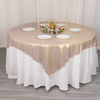 Add a Touch of Elegance with the Blush Shimmer Sequin Dots Square Polyester Table Overlay