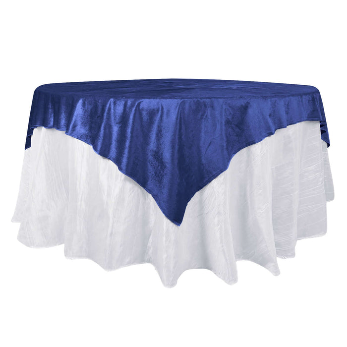 72x72Inch Royal Blue Premium Velvet Table Overlay, Square Tablecloth Topper