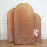 7ft Gold Shimmer Tinsel Spandex Chiara Backdrop Stand Cover Fitted Round Top Wedding Arch