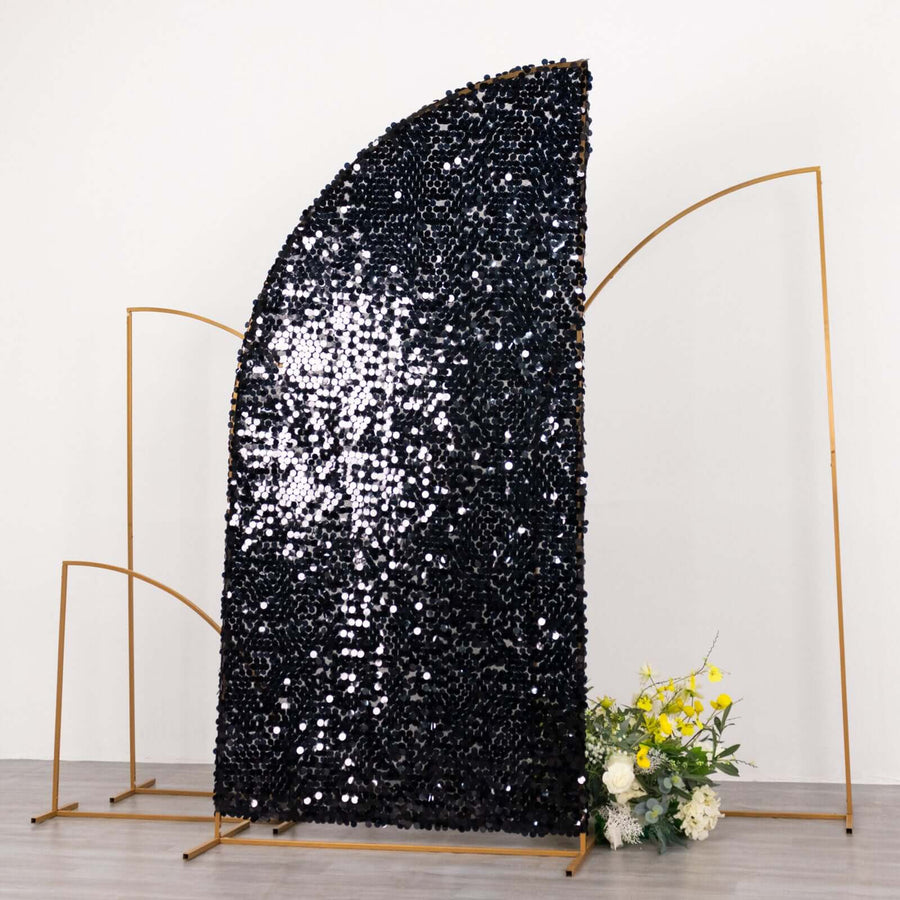 7ft Black Double Sided Big Payette Sequin Chiara Wedding Arch Cover For Half Moon Backdrop Stand