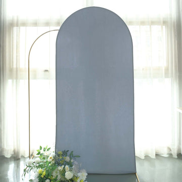 7ft Matte Dusty Blue Spandex Fitted Chiara Backdrop Stand Cover For Round Top Wedding Arch