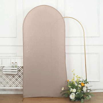 7ft Matte Nude Spandex Fitted Chiara Backdrop Stand Cover For Round Top Wedding Arch