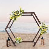 7ftx8.5ft Heavy Duty Wooden Dual Hexagon Wedding Arbor Backdrop Stand